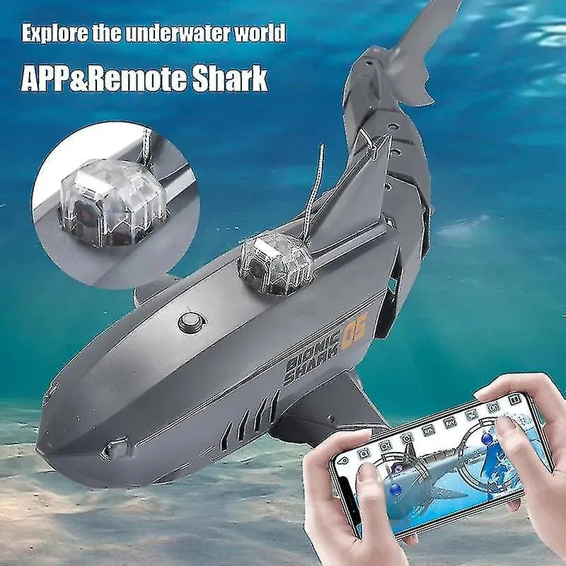 App RC Shark Robot Toy with HD Camera Wifi FPV Electric Waterproof Submarine Animal Fish Machine Simulation Toy for Kids