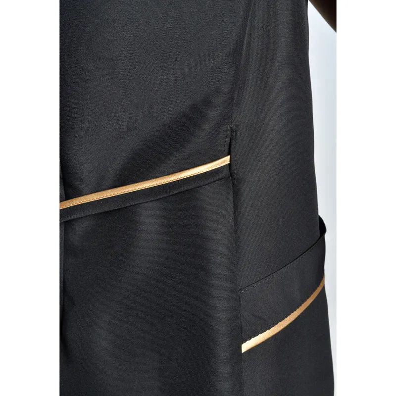 Black Microfiber Kimono with Gold Trim - Dyneke