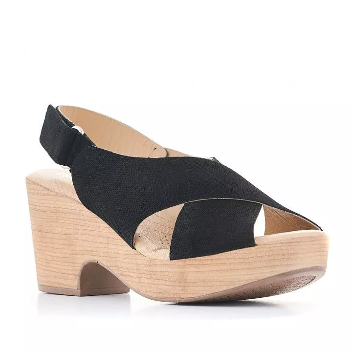 Black Redlove High Heel Sandals with Wide Crossed Black Strap.