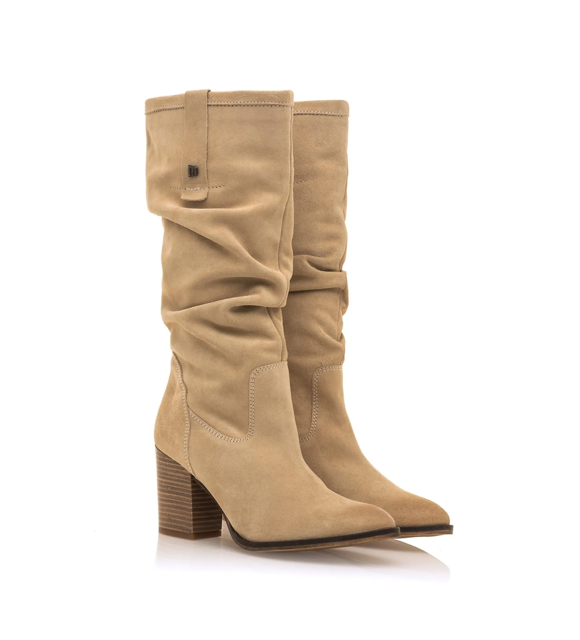 Uma beige leather boots with 7.50cm heel height