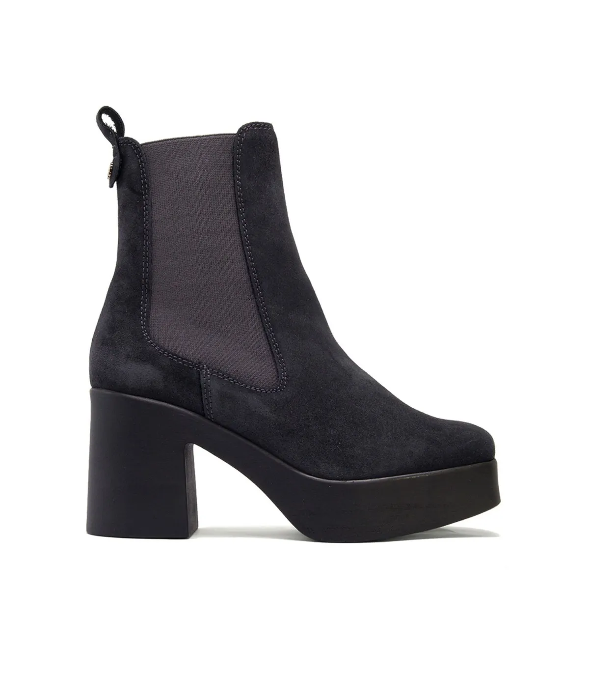 Black Carbon Heel Booties with Elastic Lena