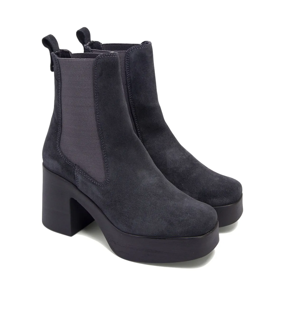 Black Carbon Heel Booties with Elastic Lena