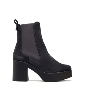 Black Carbon Heel Booties with Elastic Lena