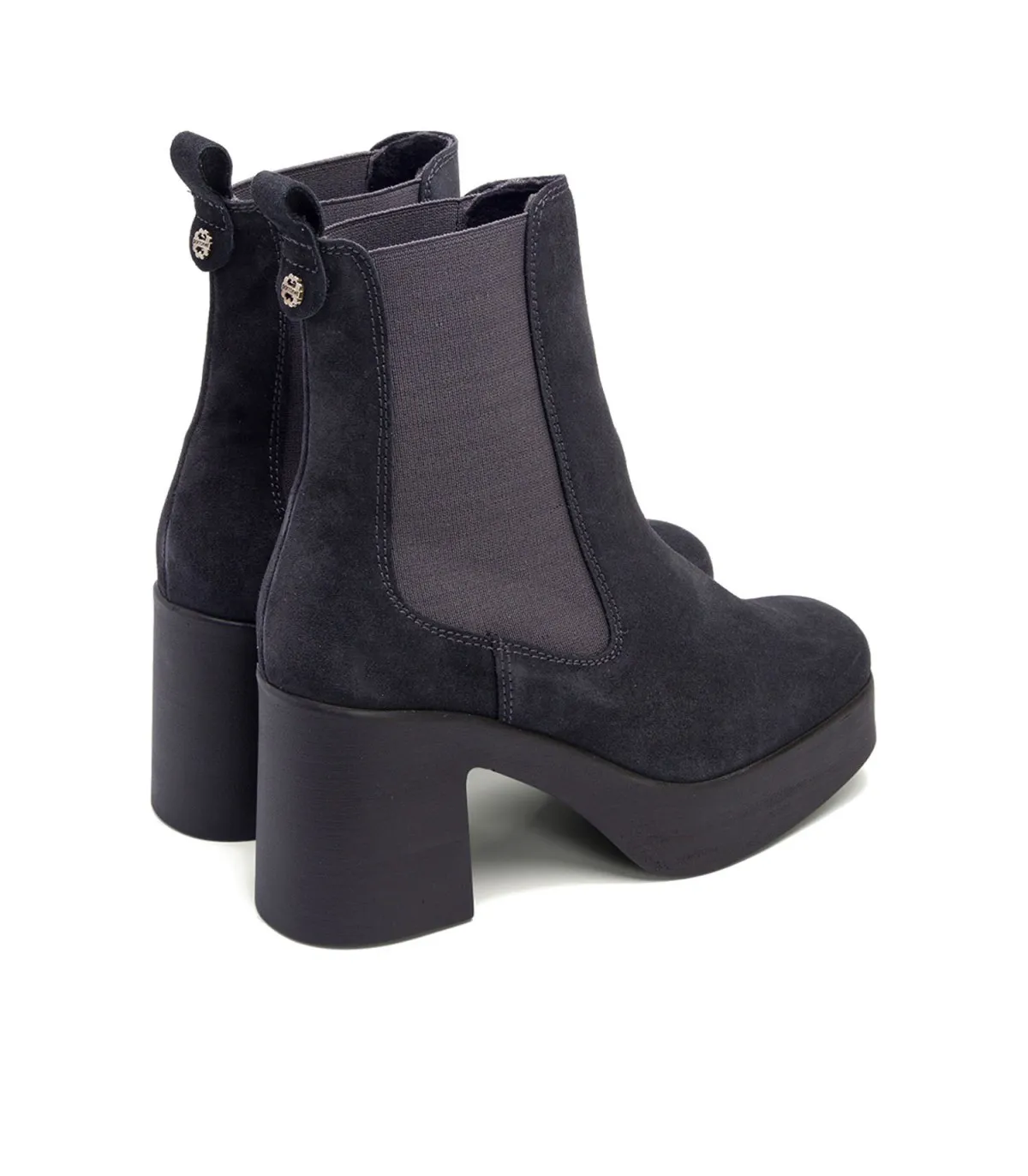 Black Carbon Heel Booties with Elastic Lena