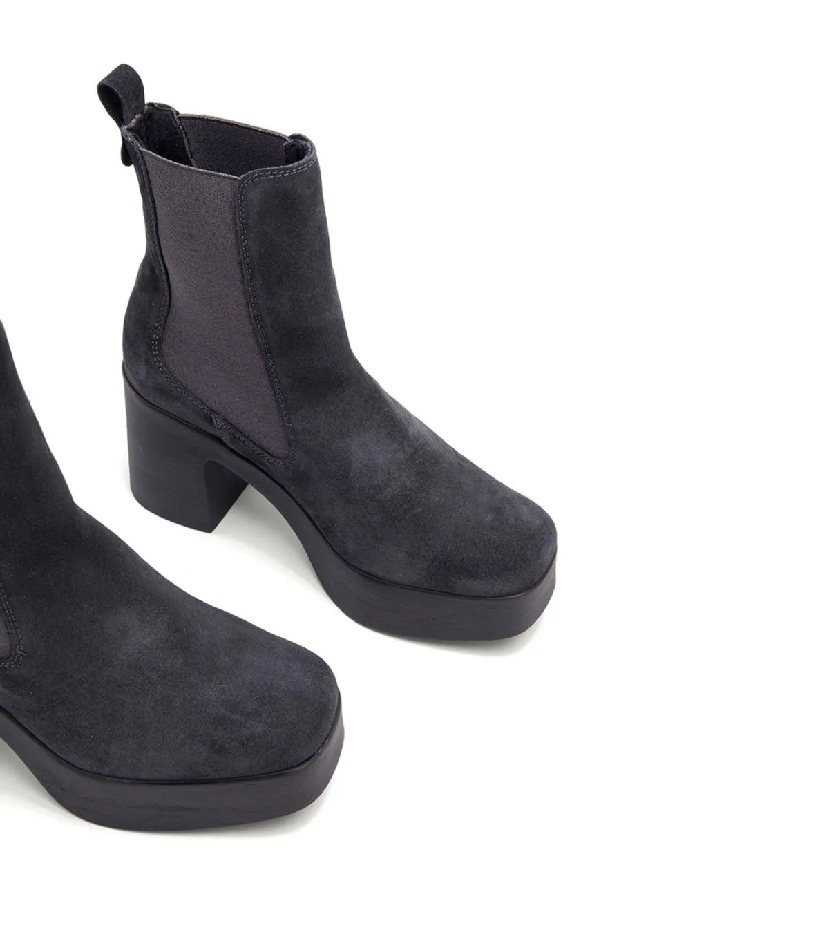 Black Carbon Heel Booties with Elastic Lena