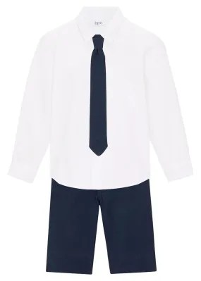 Boys' 3-Piece Navy Blue and White Short Set with Bowtie