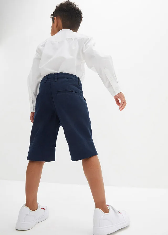 Boys' 3-Piece Navy Blue and White Short Set with Bowtie