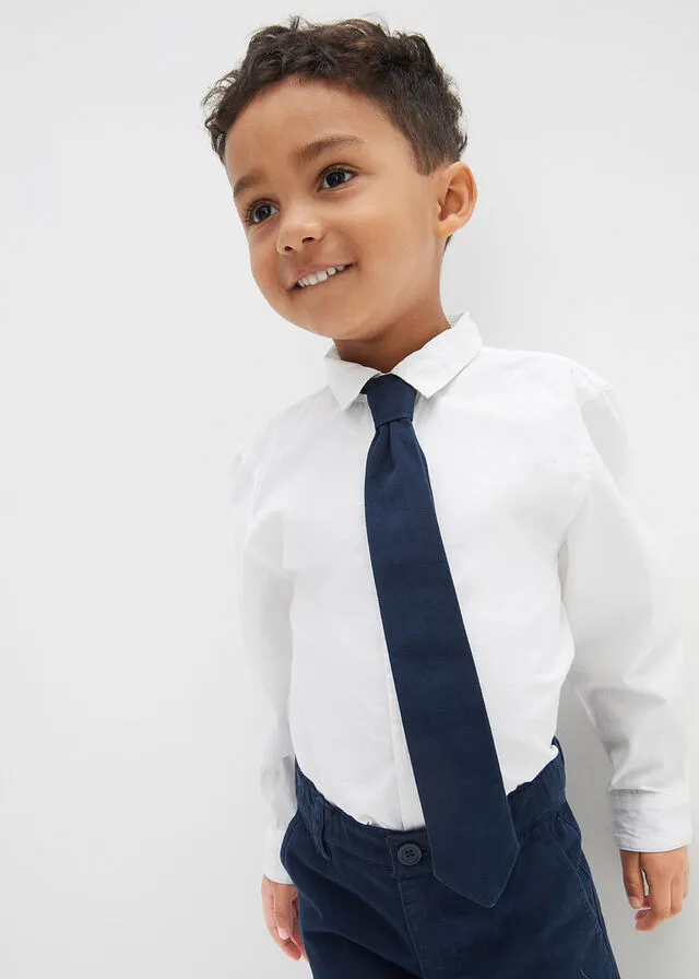 Boys' 3-Piece Navy Blue and White Short Set with Bowtie