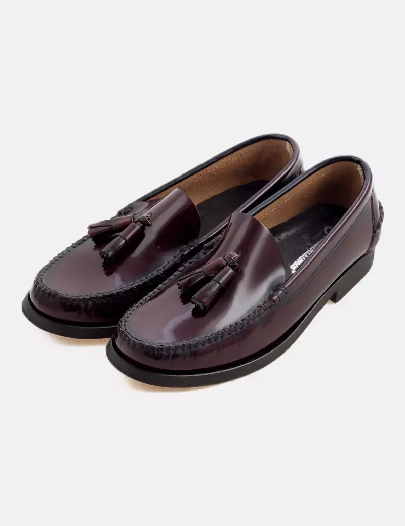 Burgundy castellani-style shoes.