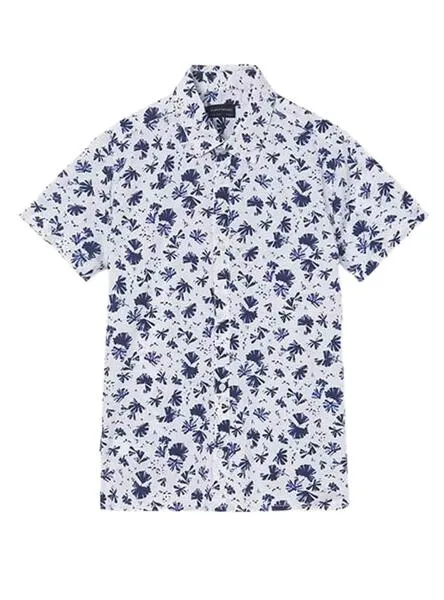 Mayoral White and Blue Printed Shirt Boy