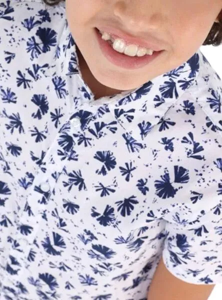 Mayoral White and Blue Printed Shirt Boy