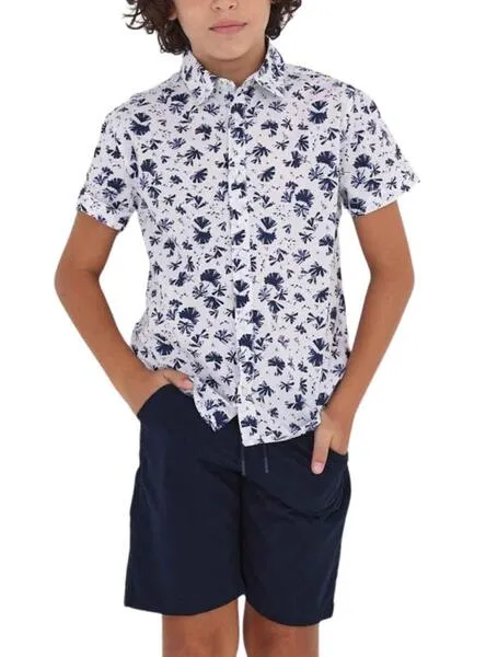 Mayoral White and Blue Printed Shirt Boy