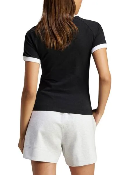 Adidas Mujer Camiseta Slim Negro 3 Stripes