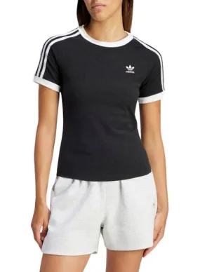 Adidas Mujer Camiseta Slim Negro 3 Stripes