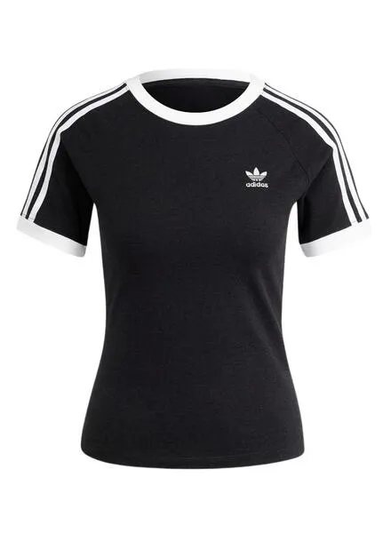 Adidas Mujer Camiseta Slim Negro 3 Stripes