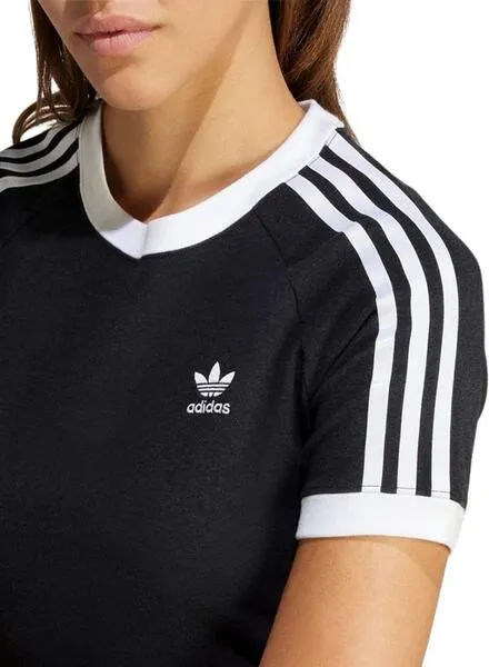 Adidas Mujer Camiseta Slim Negro 3 Stripes