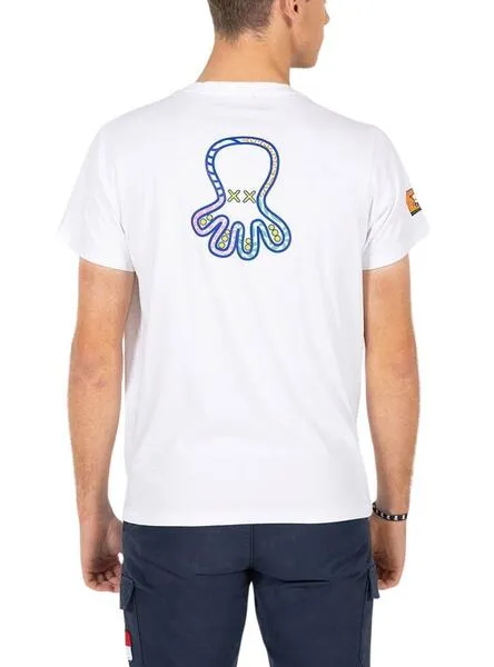 White Men's T-Shirt with El Pulto Logo Patterns