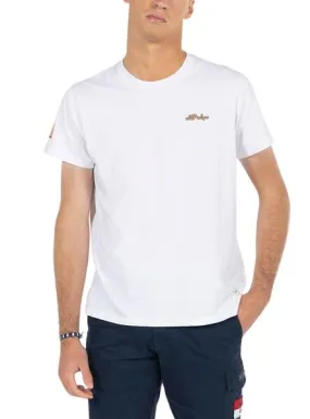 White Men's T-Shirt with El Pulto Logo Patterns