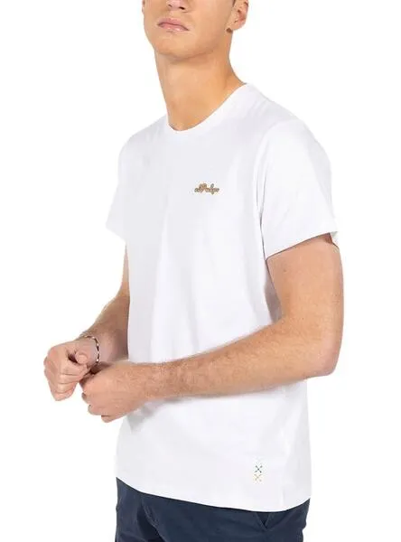 White Men's T-Shirt with El Pulto Logo Patterns