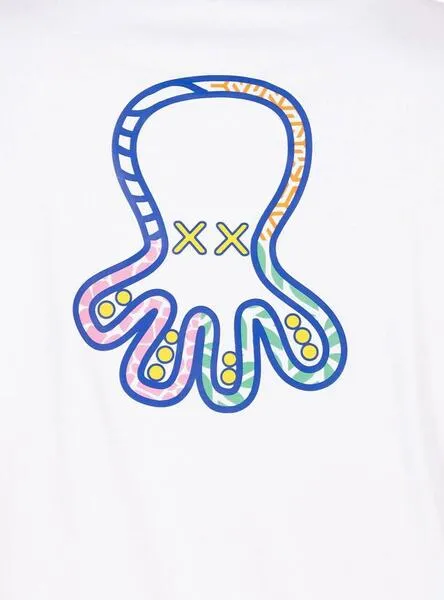 White Men's T-Shirt with El Pulto Logo Patterns