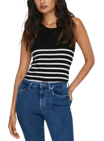 Women's Black Striped Ribbed Kenya Only T-shirt