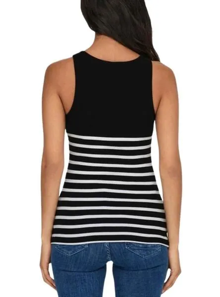 Women's Black Striped Ribbed Kenya Only T-shirt