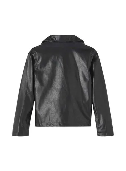 Girl's Black Faux Leather Name It Madina Jacket