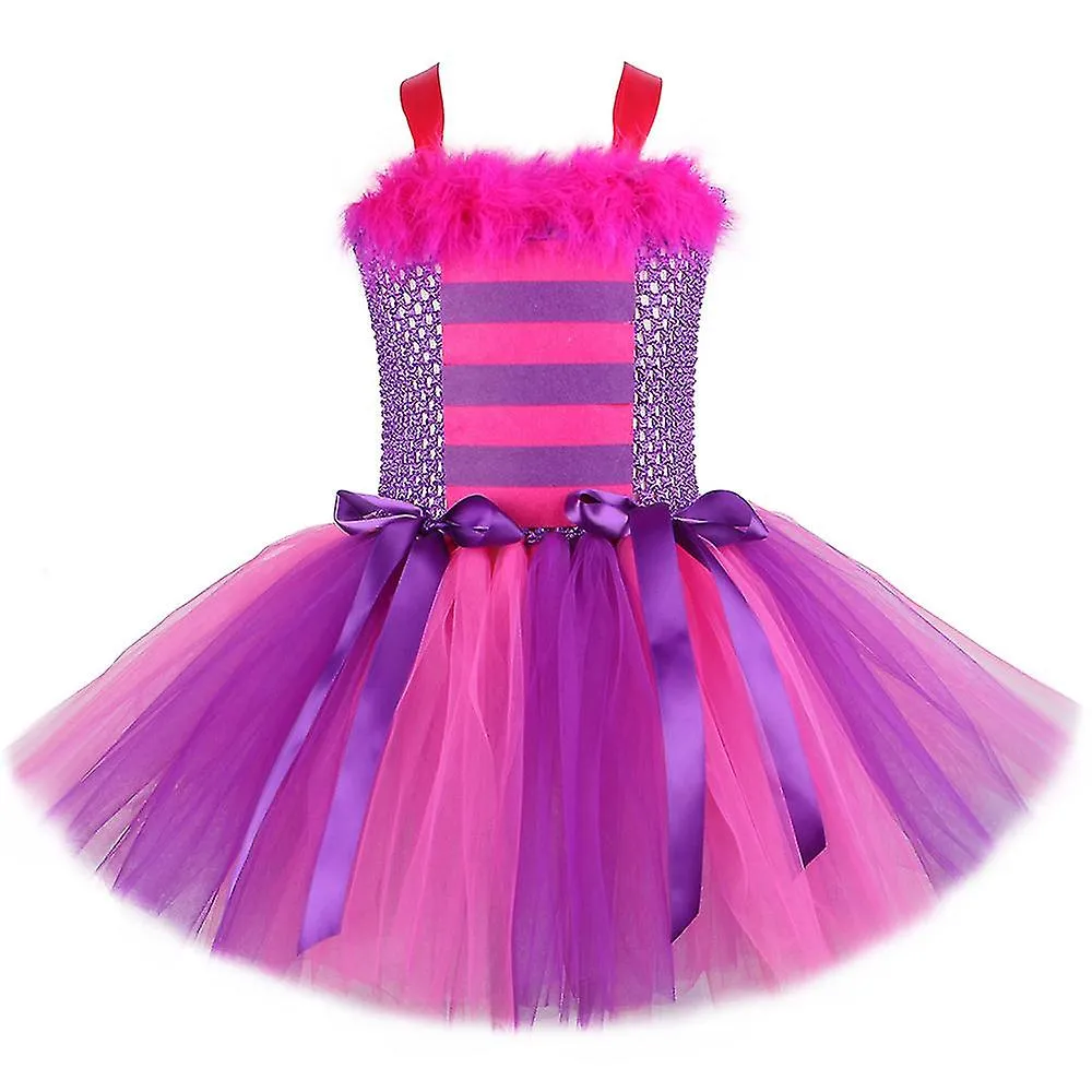 Cheshire Cat Tutu Dress for Girls, Wonderland-Inspired Costume.