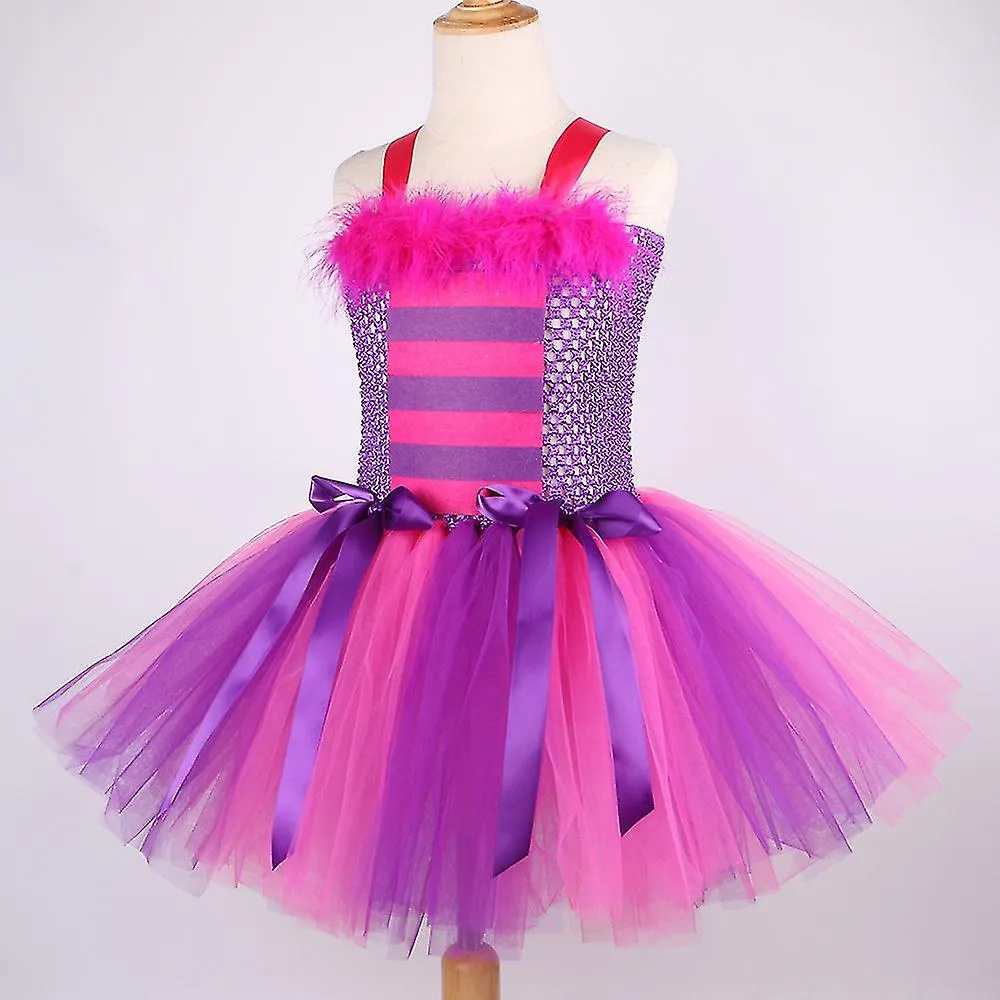 Cheshire Cat Tutu Dress for Girls, Wonderland-Inspired Costume.