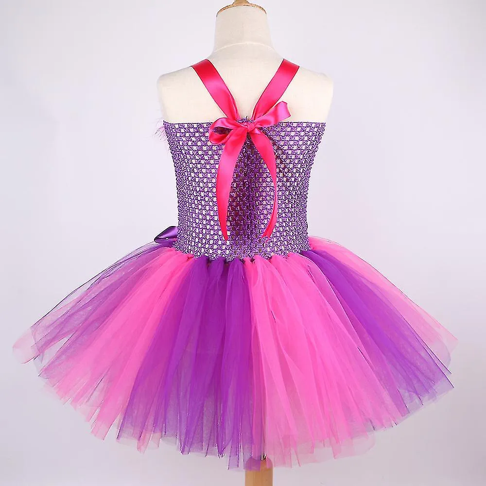 Cheshire Cat Tutu Dress for Girls, Wonderland-Inspired Costume.