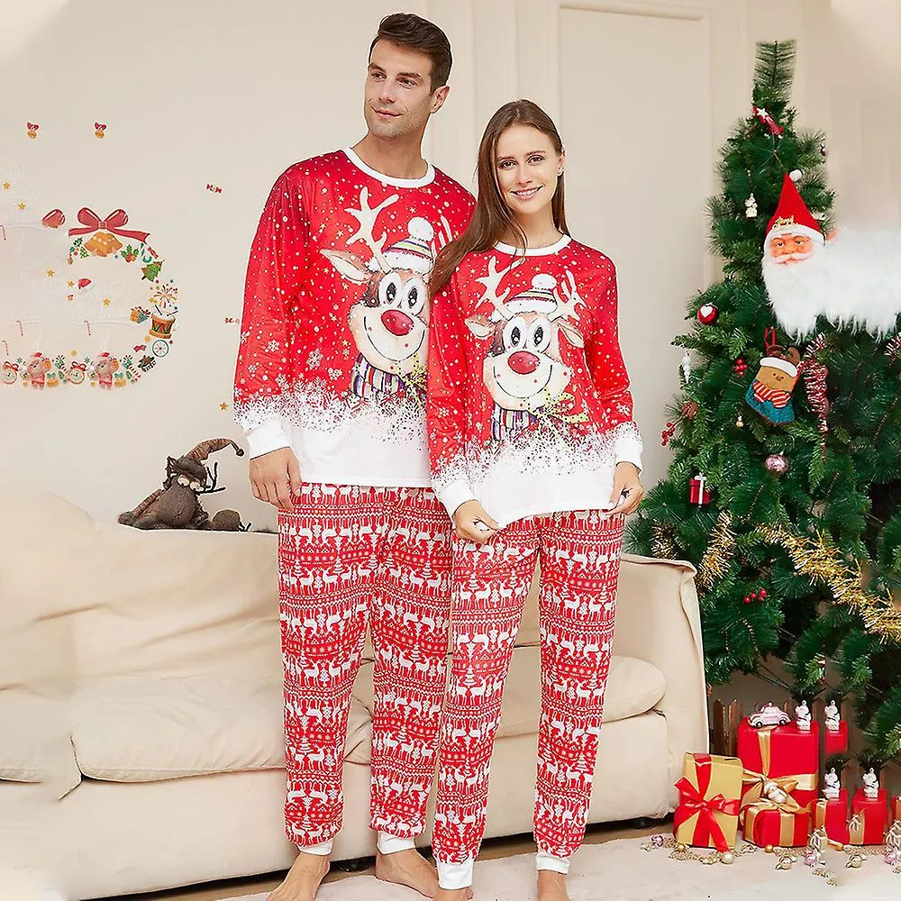 Children Baby Christmas Family Matching Pajamas Elk Snowflake Printed Adult Pajama Set Kit