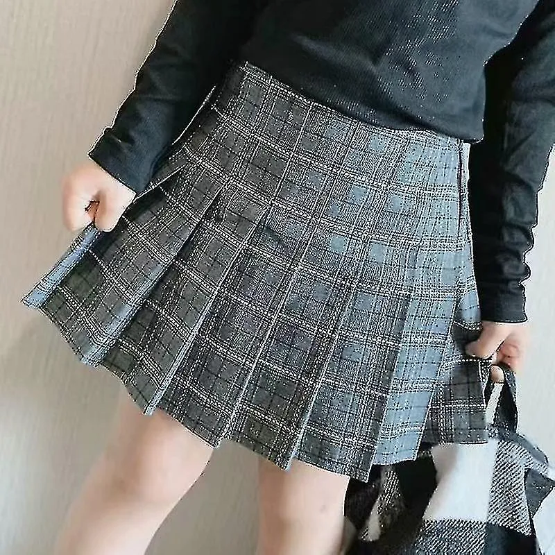 Children's Plaid Skirt Girls Boys Active School 7-13 Years Winter Black Pink Light Grey