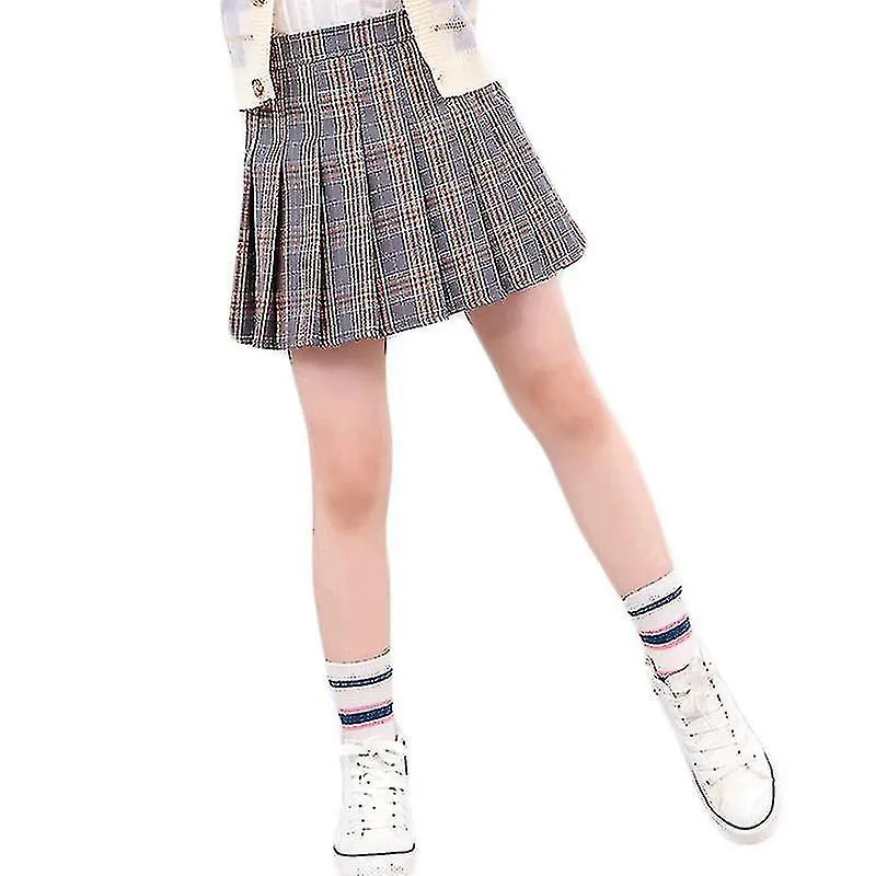 Children's Plaid Skirt Girls Boys Active School 7-13 Years Winter Black Pink Light Grey