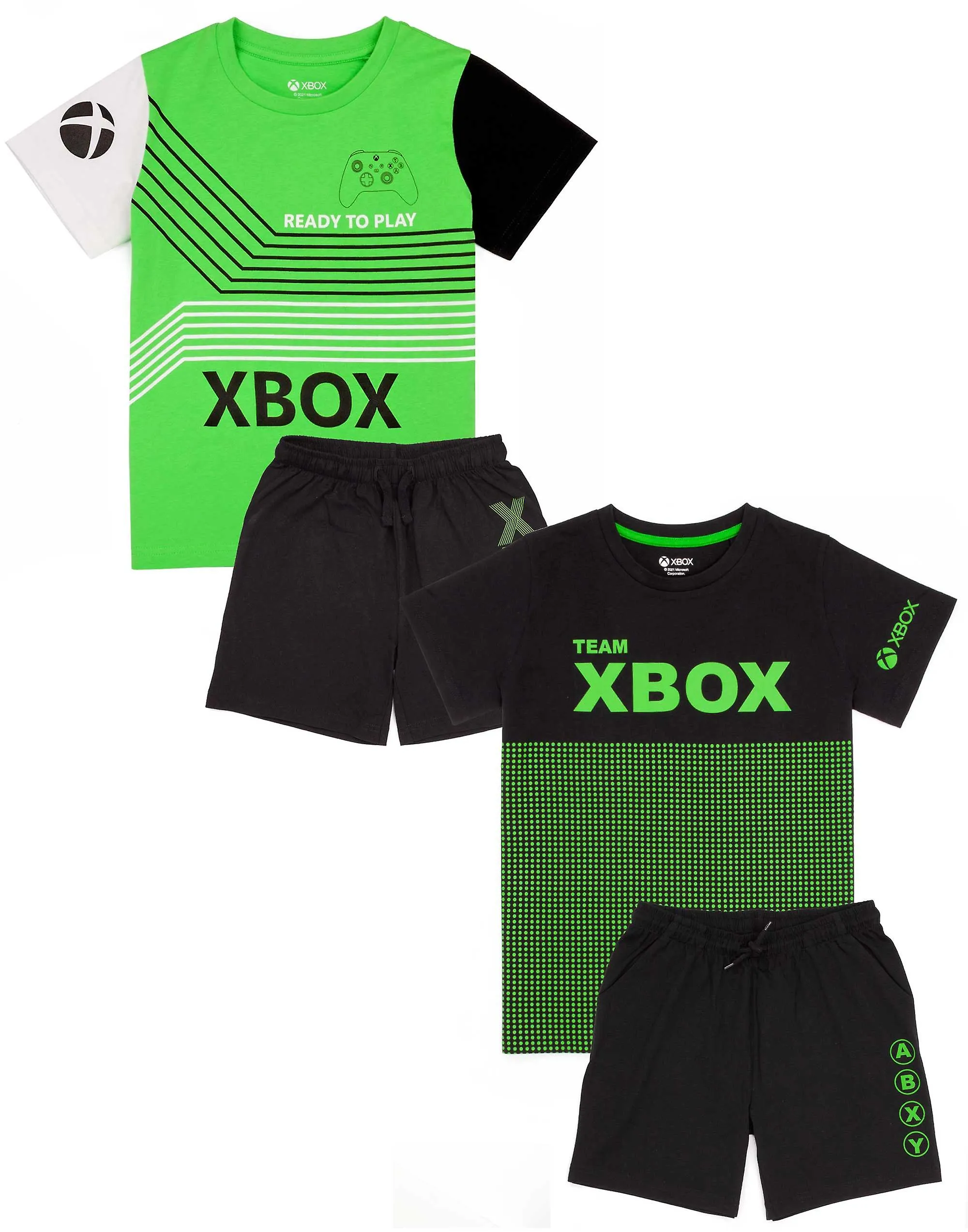 Short Sleeve and Short Leg Pajama Set for Kids Xbox Boys Black Gaming Console.