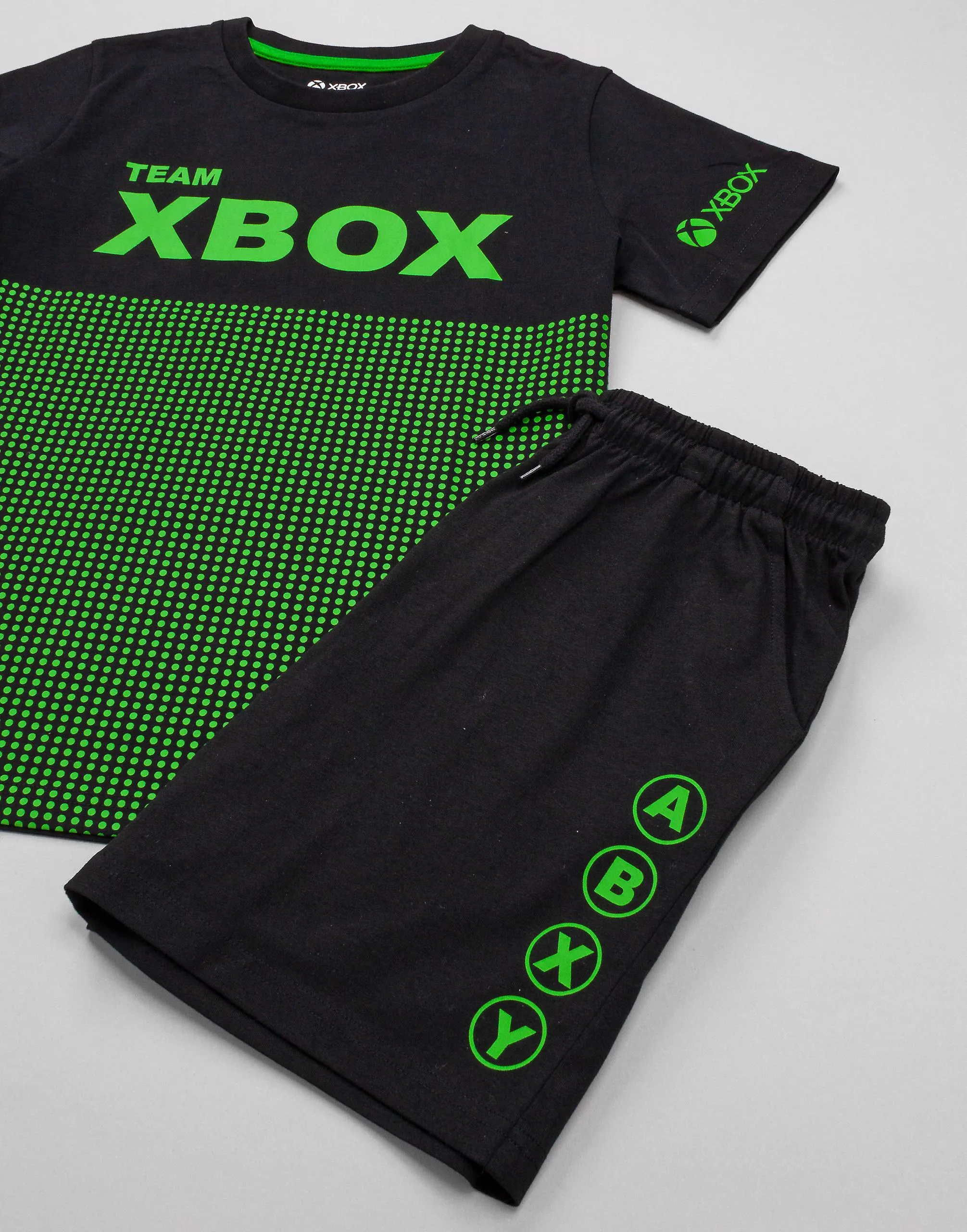 Short Sleeve and Short Leg Pajama Set for Kids Xbox Boys Black Gaming Console.