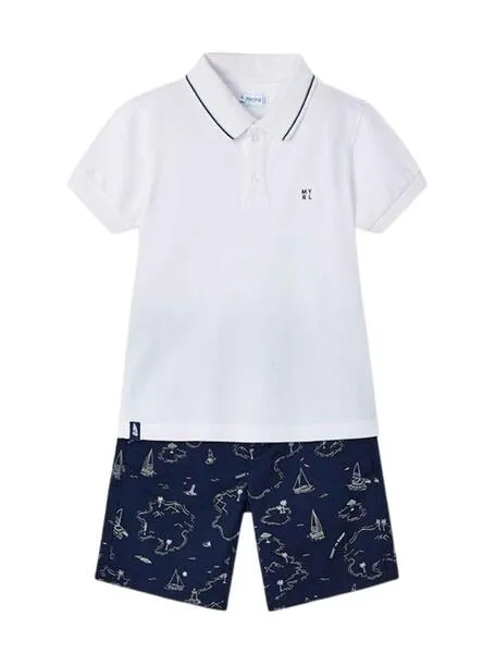 Mayoral Boys' Navy Printed Bermuda Set