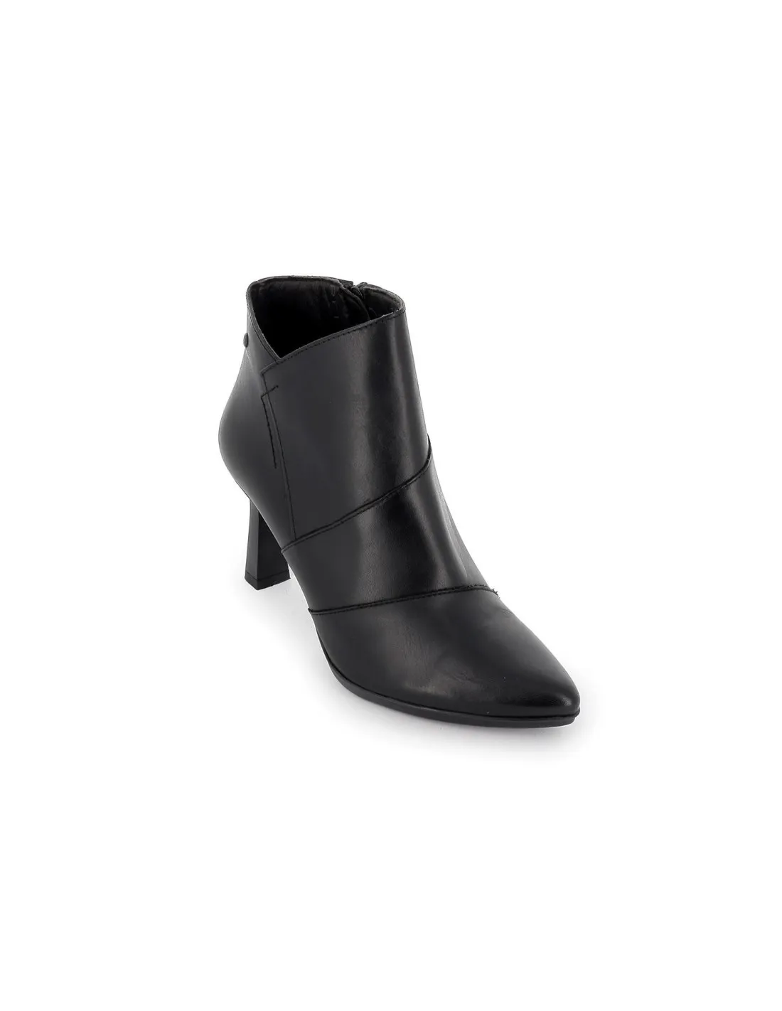 Desiree women's black flexible leather boots with high heels.