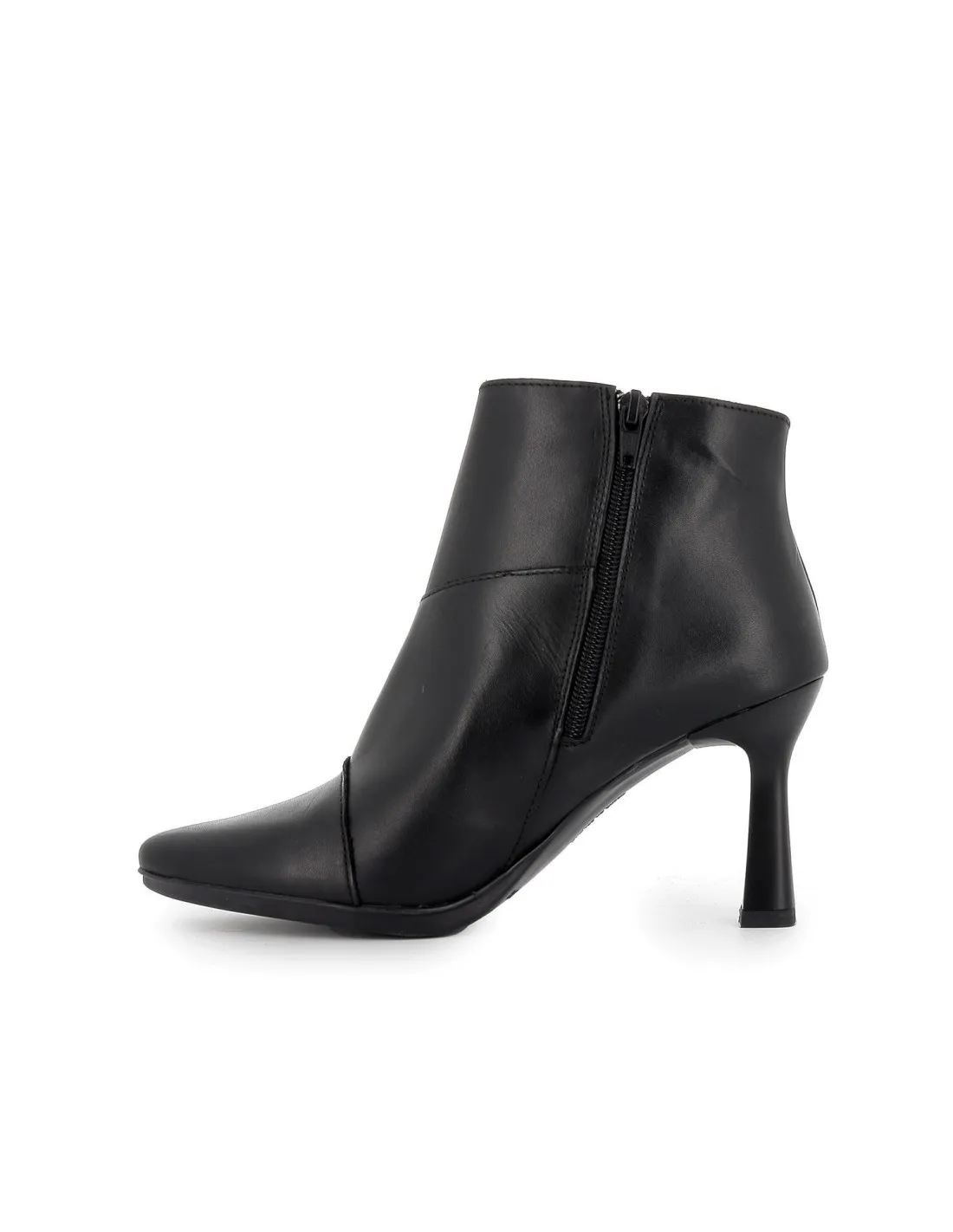 Desiree women's black flexible leather boots with high heels.