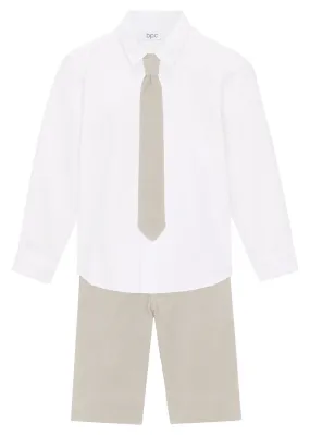 Ensemble para niños: pantalón corto, camisa y pajarita - Blanco/gris piedra