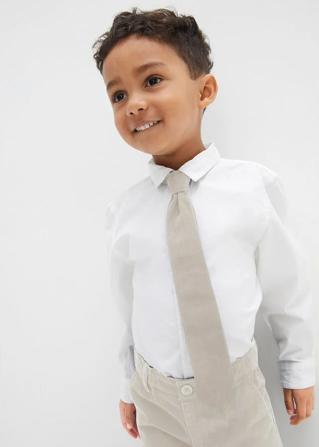 Ensemble para niños: pantalón corto, camisa y pajarita - Blanco/gris piedra