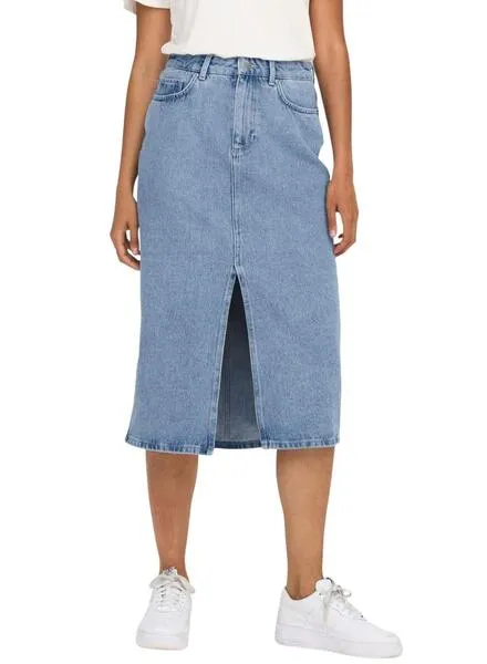 Light Blue Bianca Midi Denim Skirt for Women