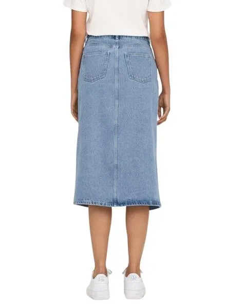 Light Blue Bianca Midi Denim Skirt for Women