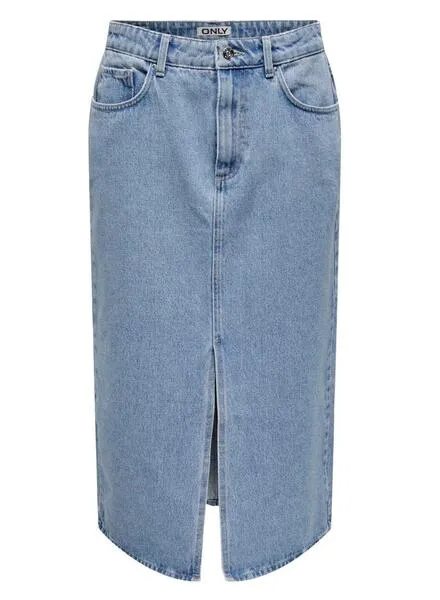 Light Blue Bianca Midi Denim Skirt for Women