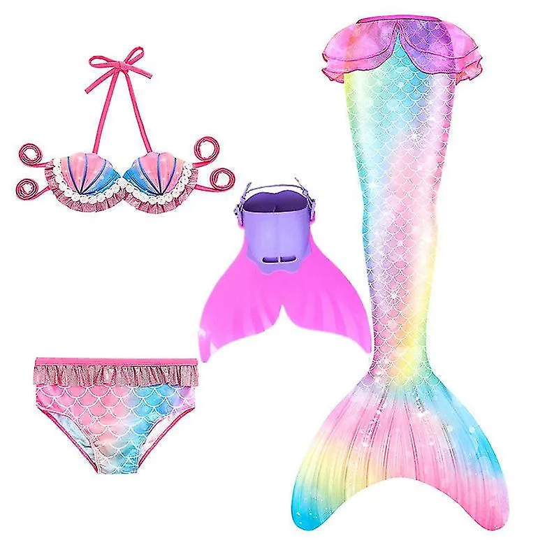 Girls Mermaid Tail Bikini Set Swimwear Swim Costumes Kids 3/4 Pieces Renaissance