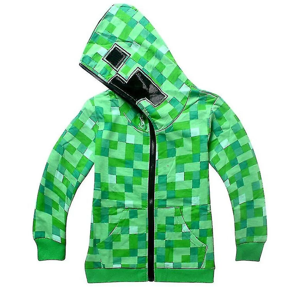 Kids Minecraft Creeper Zip Up Hoodie Coat Boys Girls Hooded Jacket Tops.