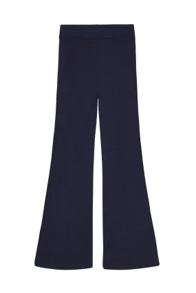 Navy Ribbed Kick Flare Pants