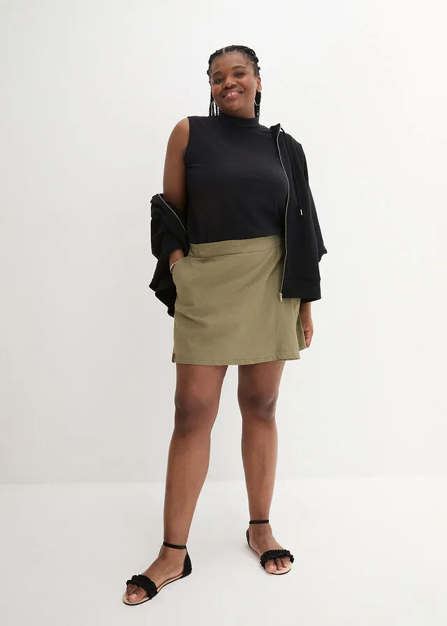 Olive Green Culotte Skirt - Google search-friendly.