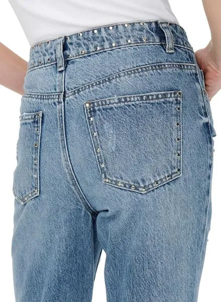 Only Fine Women's Blue High Rise Jeans