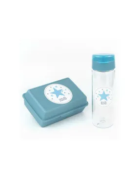 Personalized Mi Pipo Pack: 600ml Bottle and Blue Star Lunch Box