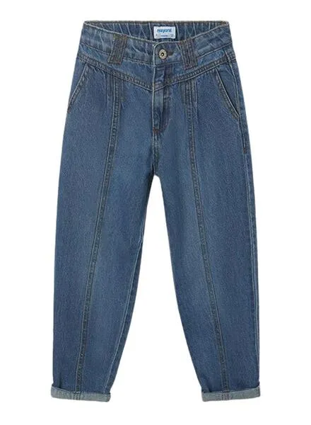 Mayoral Cropped Denim Slouch Pants Blue Girl